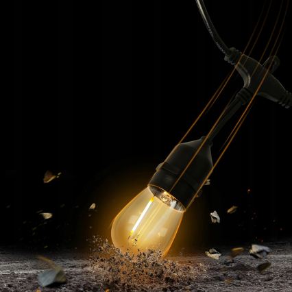 Guirlande LED décorative d'extérieur 10xE27/1W/230V 6,44 m IP44 noire