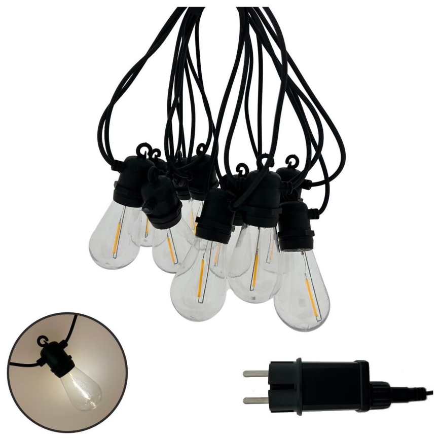 Guirlande LED décorative d'extérieur 10xLED/0,36W/230V 8 m IP44 noire