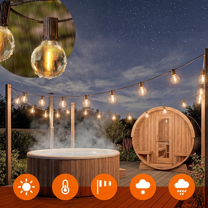 Guirlande LED décorative d'extérieur 36xE12/1W/230V 22,35 m IP65 noire