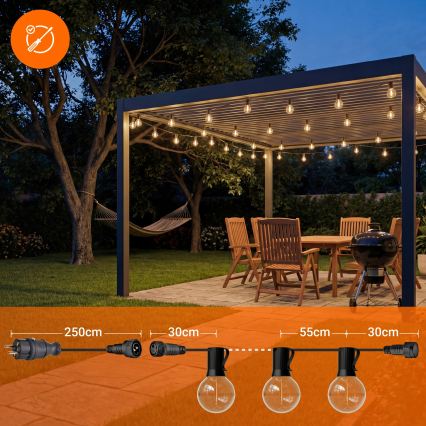Guirlande LED décorative d'extérieur 36xE12/1W/230V 22,35 m IP65 noire