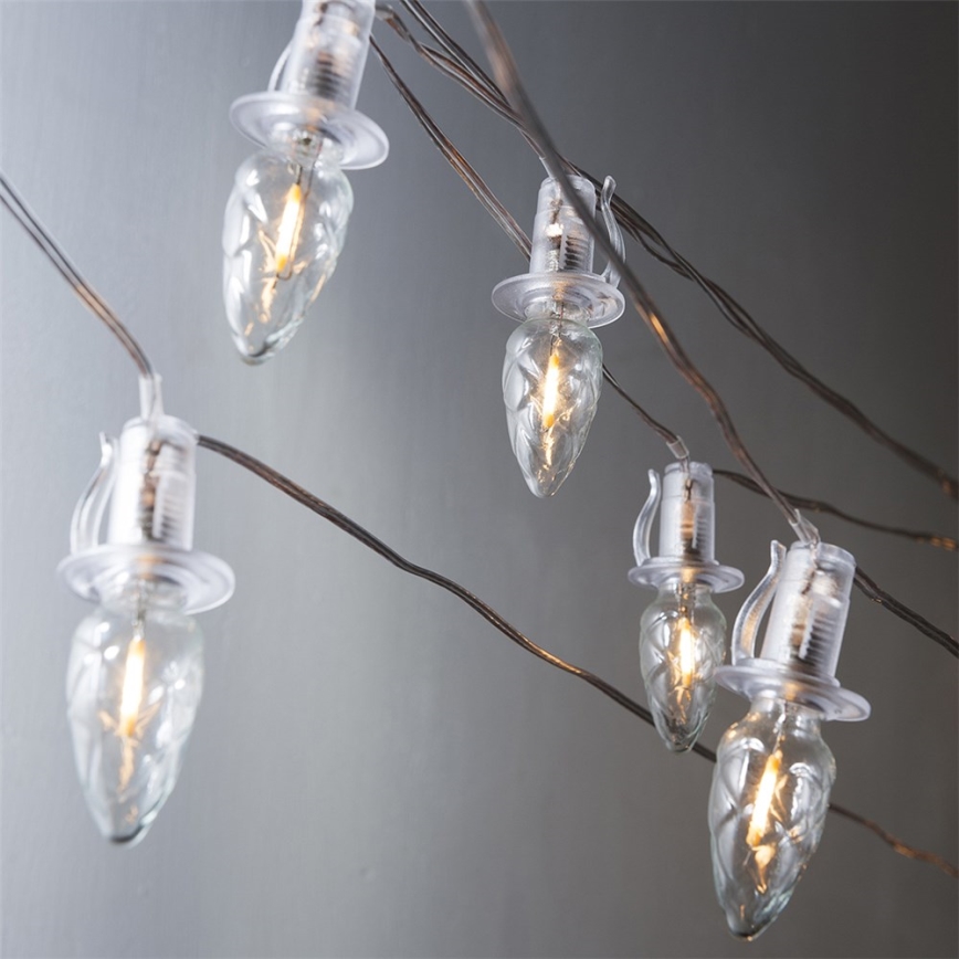 Rallonge pour guirlande LED d'extérieur CONE FILAMENT 20xE10 14m verre transparent / blanc chaud IP44, Fabriqué en République tchèque