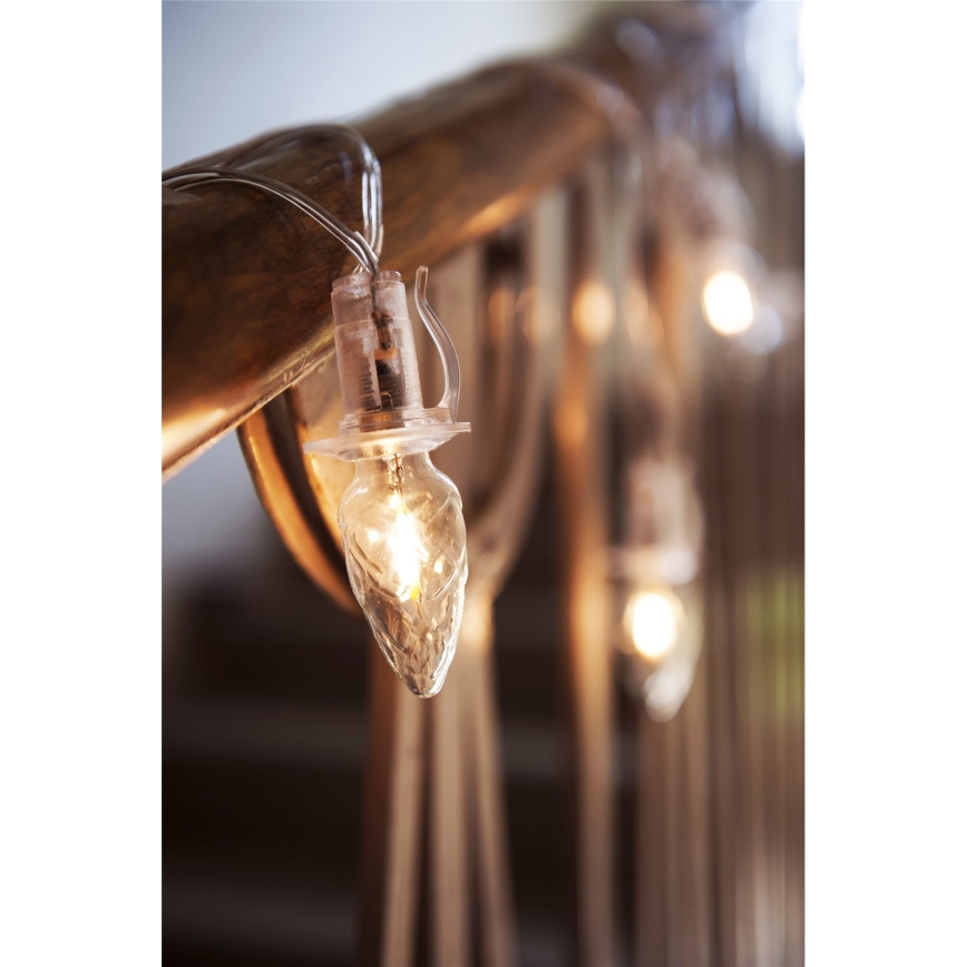 Rallonge pour guirlande LED d'extérieur CONE FILAMENT 20xE10 14m verre transparent / blanc chaud IP44, Fabriqué en République tchèque