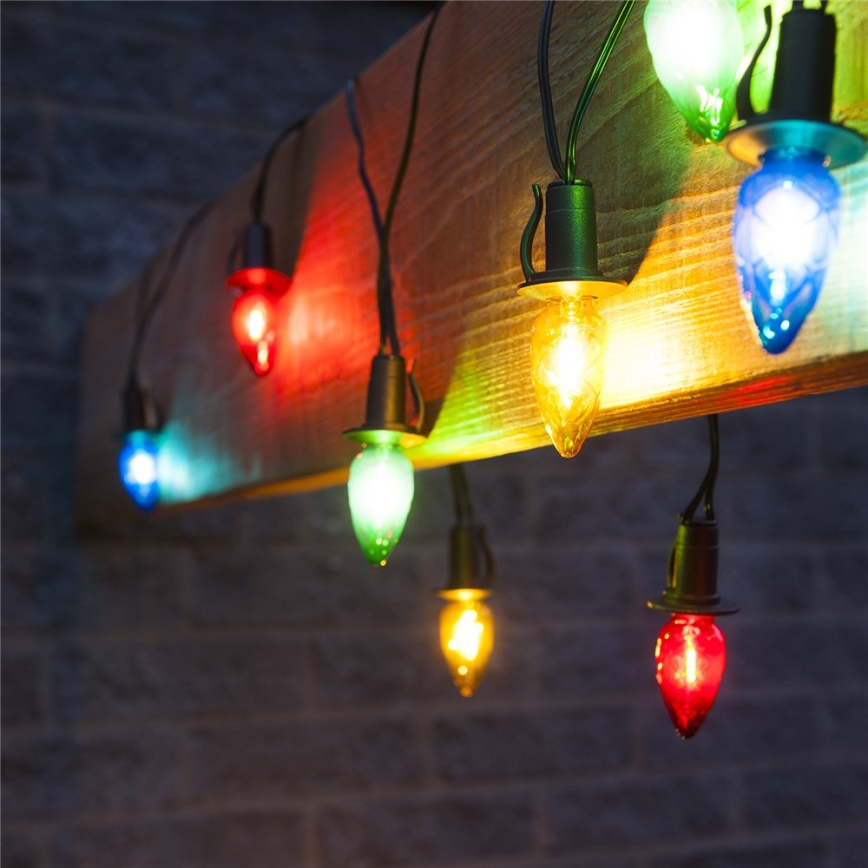 Guirlande LED d'extension pour extérieur CONE FILAMENT 20xE10 14m multicolore/blanc chaud IP44, Fabriquée dans l'UE