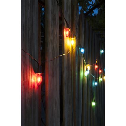 Guirlande LED d'extension pour extérieur CONE FILAMENT 20xE10 14m multicolore/blanc chaud IP44, Fabriquée dans l'UE