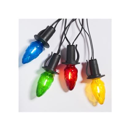 Guirlande LED d'extension pour l'extérieur CONE FILAMENT 20xE10 14m multicolore/blanc chaud IP44, Fabriquée dans l'UE