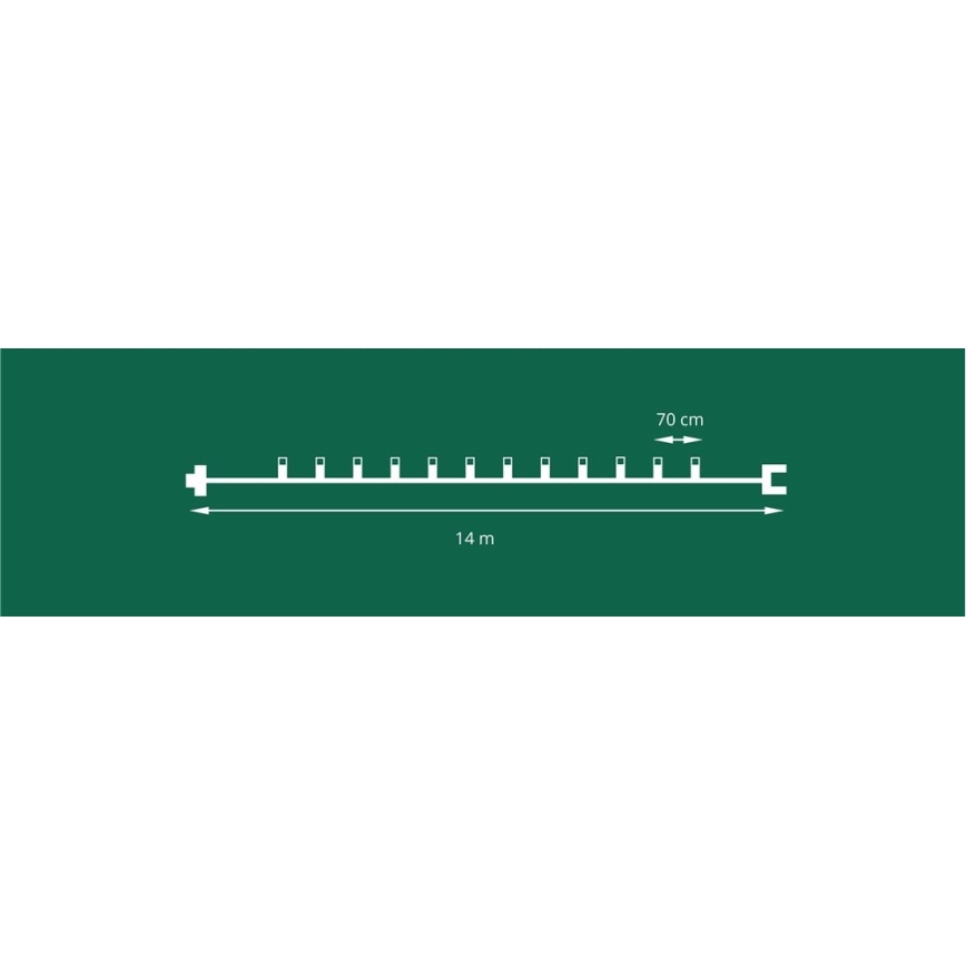 Guirlande LED d'extension pour l'extérieur CONE FILAMENT 20xE10 14m multicolore/blanc chaud IP44, Fabriquée dans l'UE