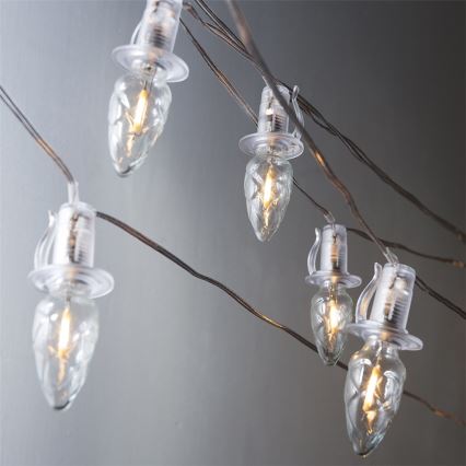 Guirlande de Noël LED d'extension pour l'extérieur CONE FILAMENT 20xE10 14m transparent/blanc chaud IP44, Fabriqué en République tchèque