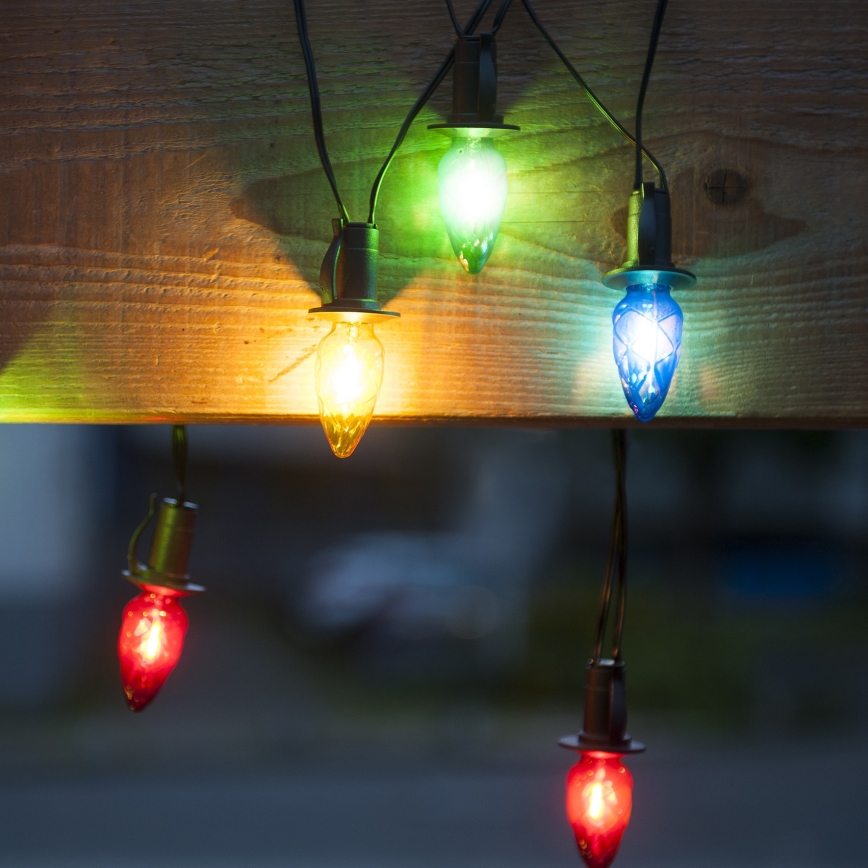 Guirlande LED d'extension pour l'extérieur CONE FILAMENT 20xE10 14 m multicolore / blanc chaud IP44, fabriquée en République tchèque