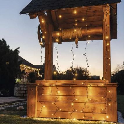 Guirlande LED d'extérieur 100 LED / 1 × 2 m, IP44, blanc chaud