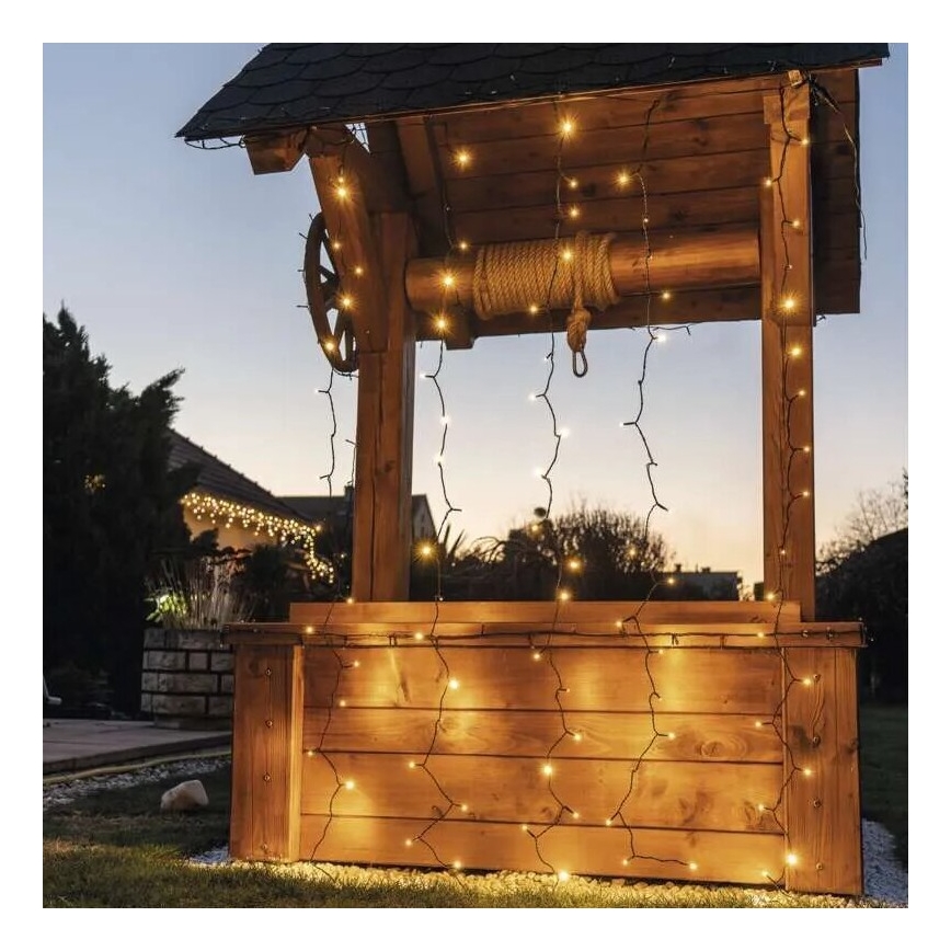 Guirlande LED d'extérieur 100 LED / 1 × 2 m, IP44, blanc chaud