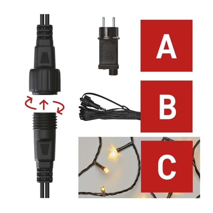 Guirlande LED d'extérieur 100 LED / 15 m, IP44, blanc chaud