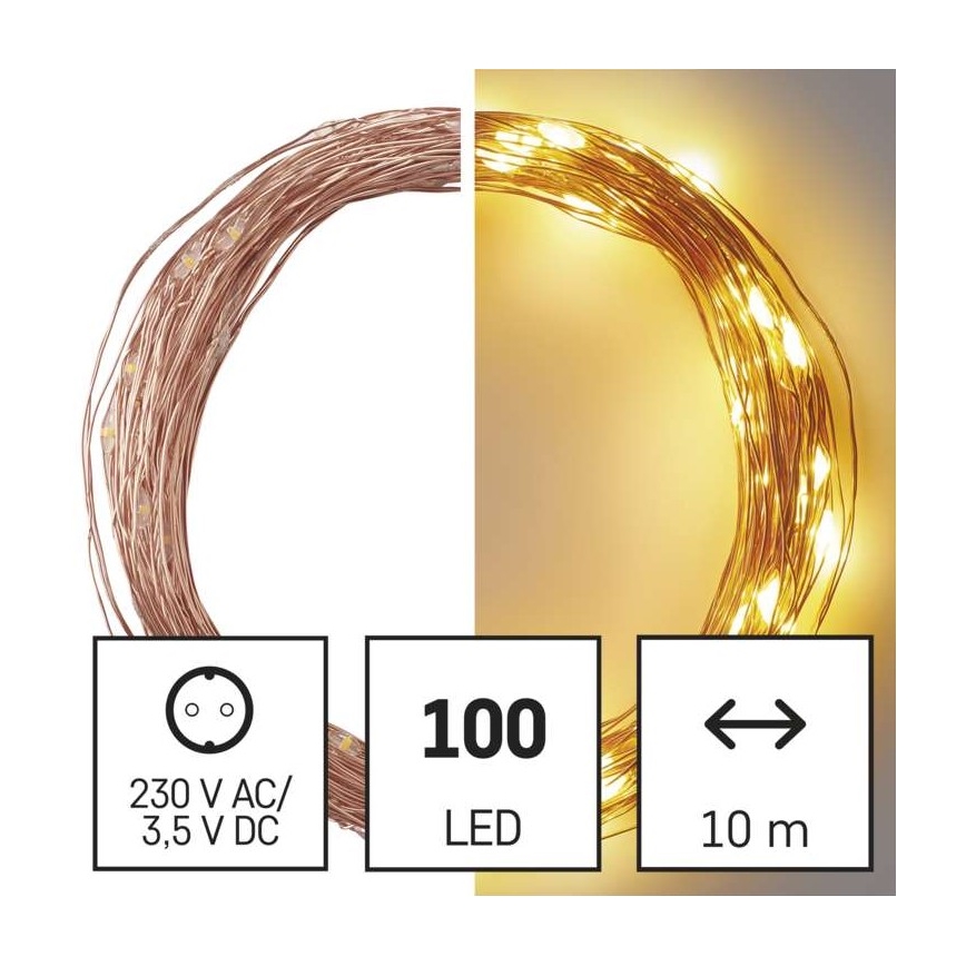Guirlande LED d'extérieur 100 LED/15 m IP44 blanc chaud