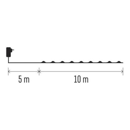 Guirlande LED d'extérieur 100 LED/15 m IP44 blanc chaud