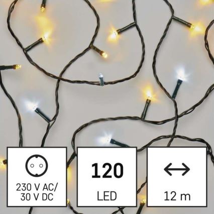 Guirlande LED d'extérieur 120 LED / 2 fonctions 17 m IP44 blanc chaud / blanc froid