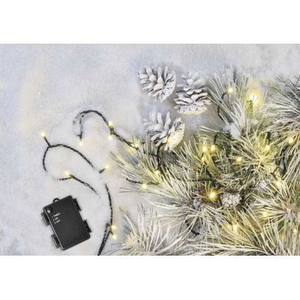 Guirlande LED d'extérieur 120 LED – alimentée par 3 piles AA, 8,9 m, IP44, blanc chaud