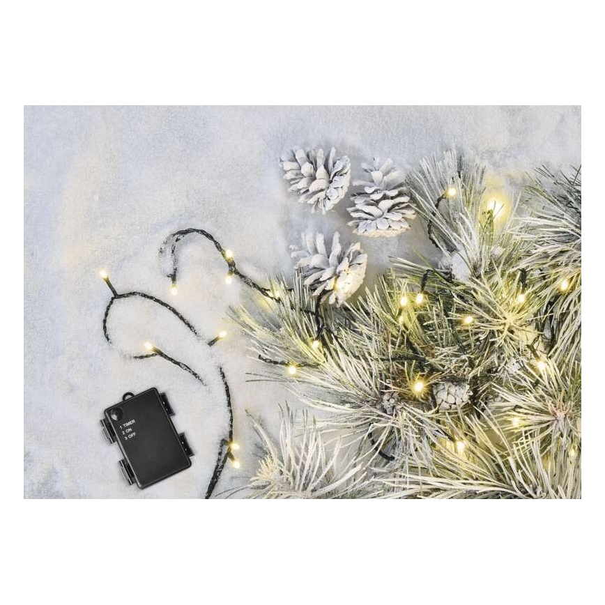 Guirlande LED d'extérieur 120 LED – alimentée par 3 piles AA, 8,9 m, IP44, blanc chaud