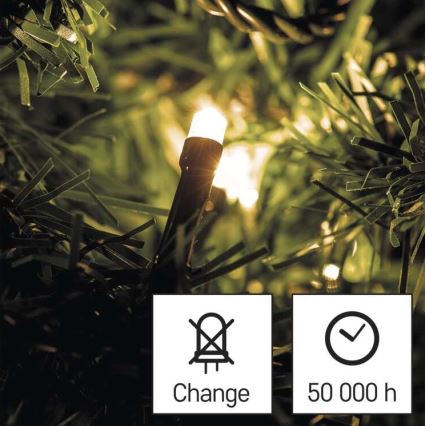 Guirlande LED d'extérieur 120 LED – alimentée par 3 piles AA, 8,9 m, IP44, blanc chaud