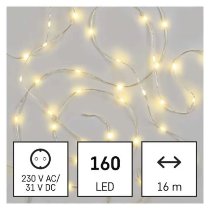Guirlande LED d'extérieur 160xLED/21m IP44 blanc chaud