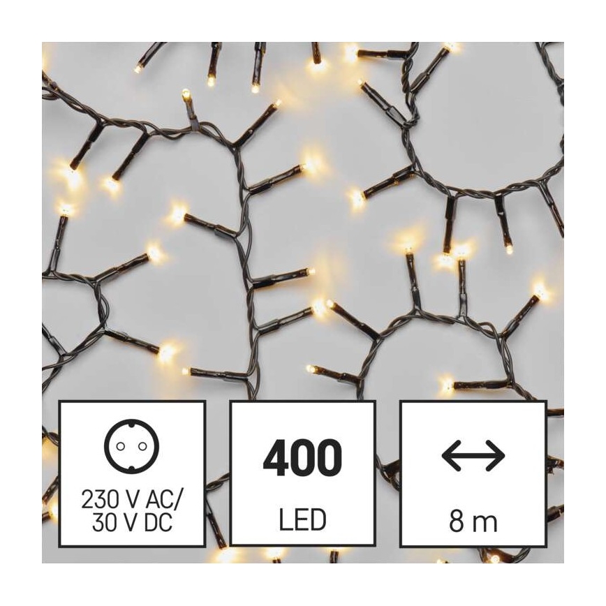 Guirlande LED d'extérieur 400 LED / 13 m, IP44, blanc chaud