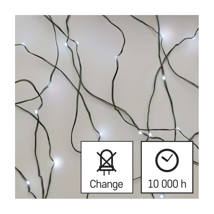 Guirlande LED d'extérieur 75 LED, 12,5 m, IP44, blanc froid