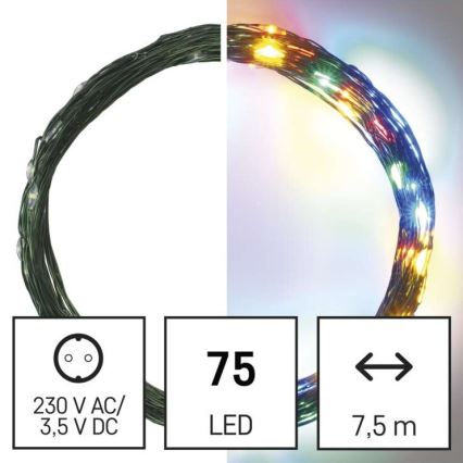 Guirlande LED d'extérieur 75xLED/12,5m IP44 multicolore