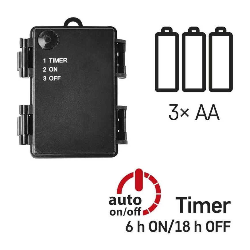 Guirlande LED d'extérieur 80xLED/3xAA 6,1 m IP44 blanc chaud