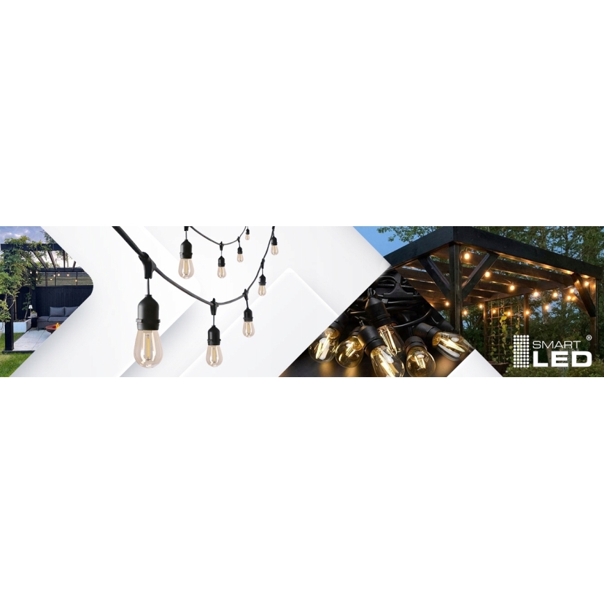 Guirlande LED d'extérieur décorative 20xE27/1W/230V 11,44 m IP44 noire
