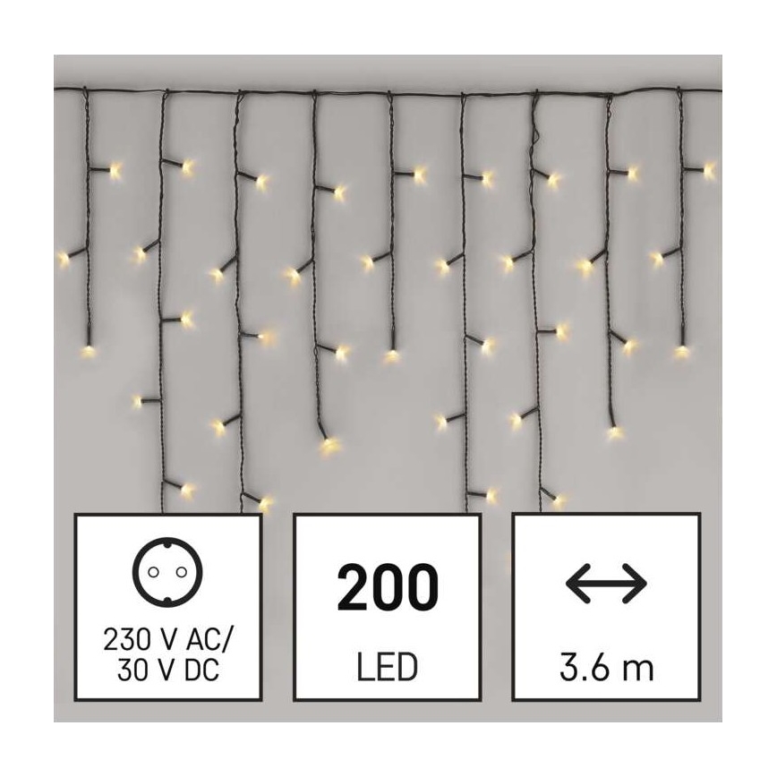Guirlande LED extérieure 200xLED/8 modes 8,6 m IP44 blanc chaud