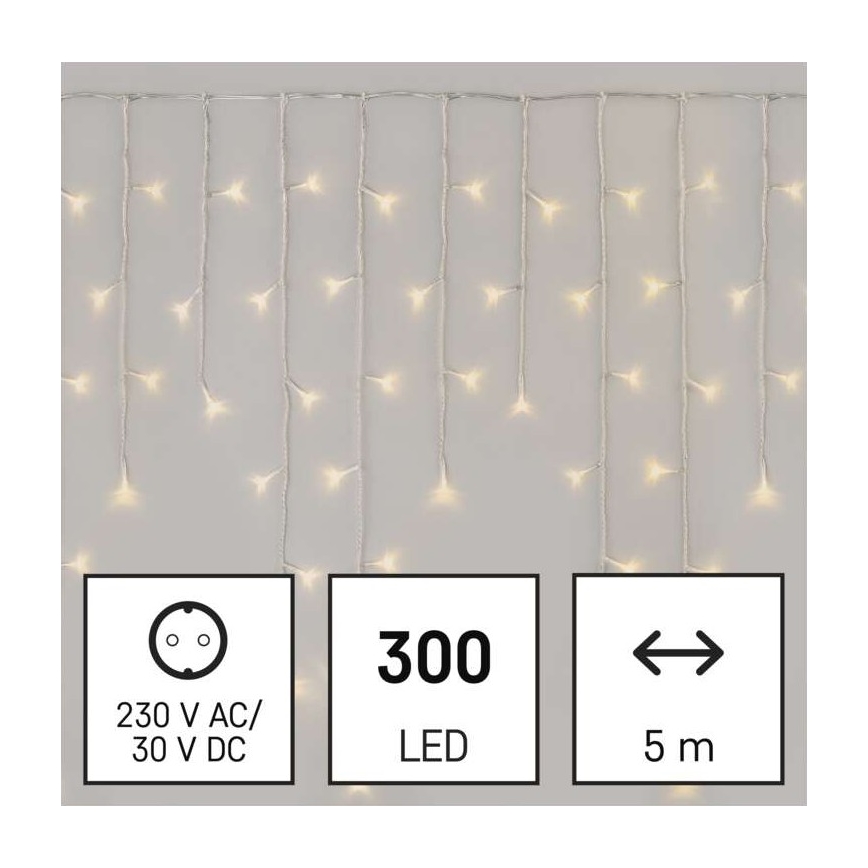 Guirlande LED extérieure 300 LED / 8 modes 10 m IP44 blanc chaud + télécommande