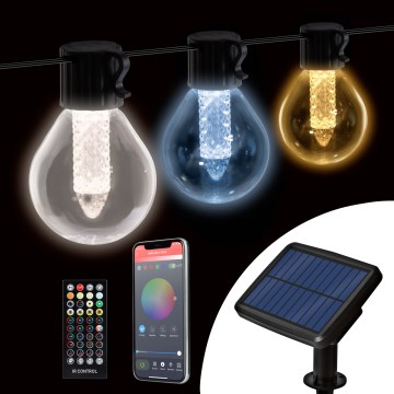 Guirlande LED solaire dimmable 15 LED/1,5W/3,7/5V 2700-10000K 2200 mAh 9 m IP65 noire + télécommande