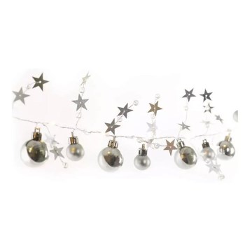 Guirlande lumineuse 20 LED, alimentée par 2 piles AA, longueur 2,2 m, blanc chaud