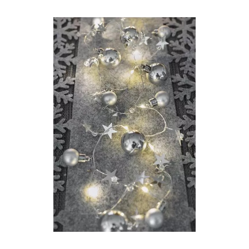 Guirlande lumineuse 20 LED, alimentée par 2 piles AA, longueur 2,2 m, blanc chaud