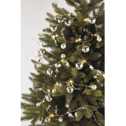 Guirlande lumineuse 20 LED, alimentée par 2 piles AA, longueur 2,2 m, blanc chaud