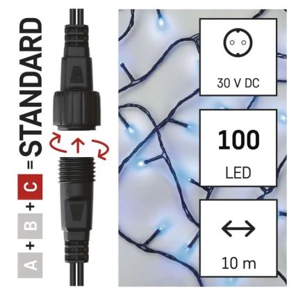 Guirlande lumineuse de Noël d'extérieur 100 LED / 10 m IP44 bleue