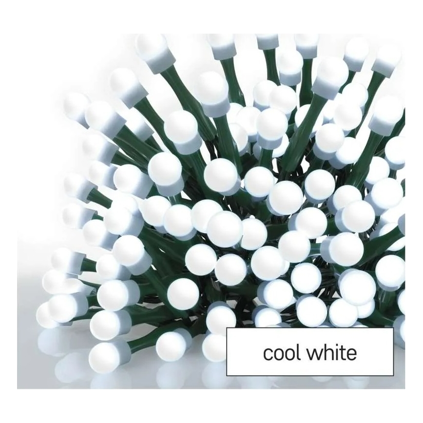 Guirlande lumineuse de Noël LED 200 LEDs — 8 fonctions, 20 m, IP44, blanc froid