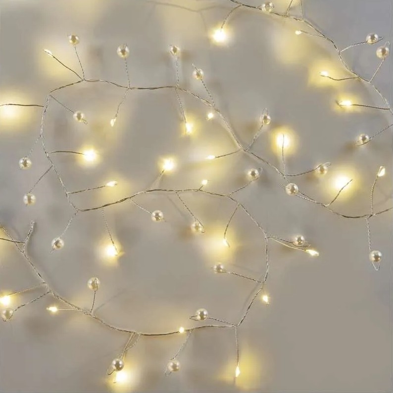 Guirlande lumineuse de Noël LED — 40 LED, alimentée par 3 piles AA, 1,5 m, blanc chaud
