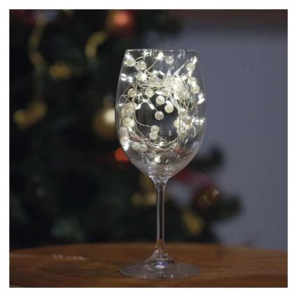 Guirlande lumineuse de Noël LED — 40 LED, alimentée par 3 piles AA, 1,5 m, blanc chaud