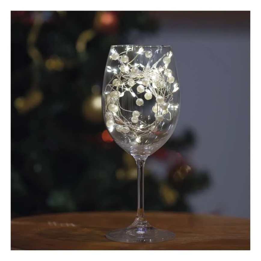 Guirlande lumineuse de Noël LED — 40 LED, alimentée par 3 piles AA, 1,5 m, blanc chaud