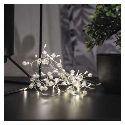 Guirlande lumineuse de Noël LED — 40 LED, alimentée par 3 piles AA, 1,5 m, blanc chaud