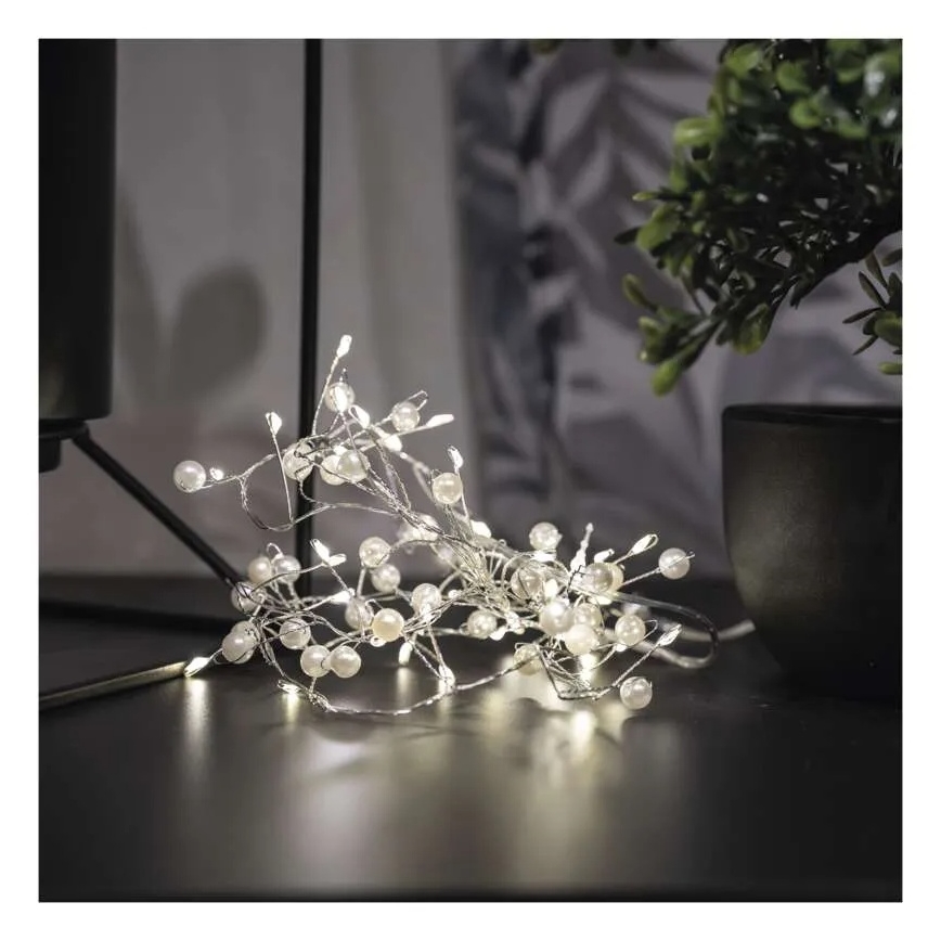 Guirlande lumineuse de Noël LED — 40 LED, alimentée par 3 piles AA, 1,5 m, blanc chaud