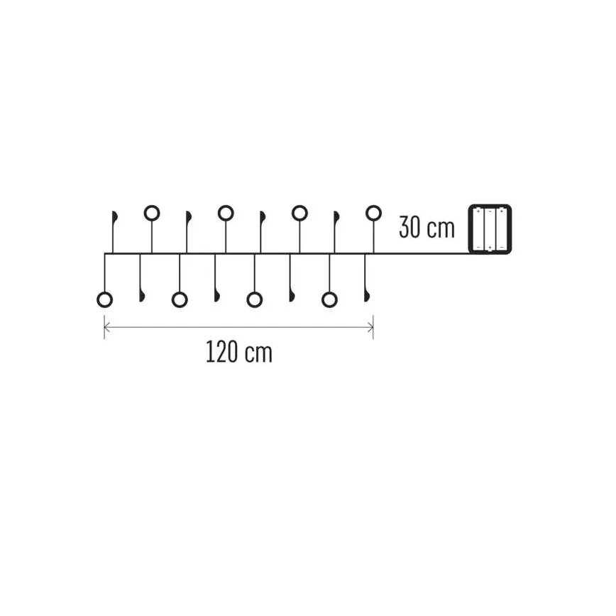 Guirlande lumineuse de Noël LED — 40 LED, alimentée par 3 piles AA, 1,5 m, blanc chaud