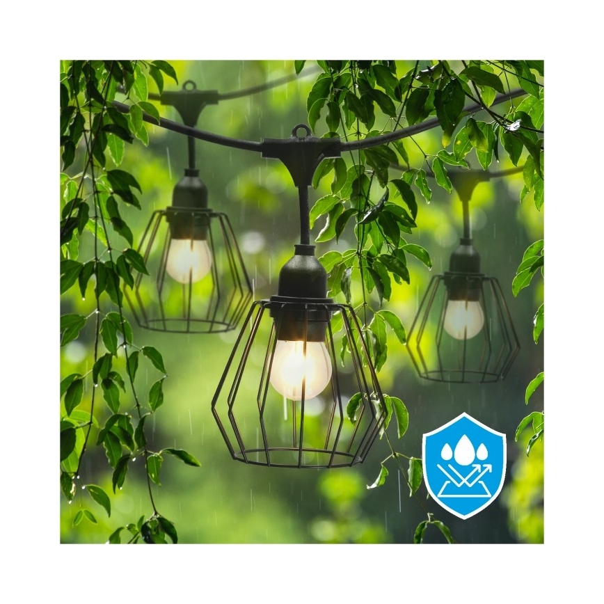 Guirlande lumineuse décorative d'extérieur CRETE 10xE27/230V 15m IP44
