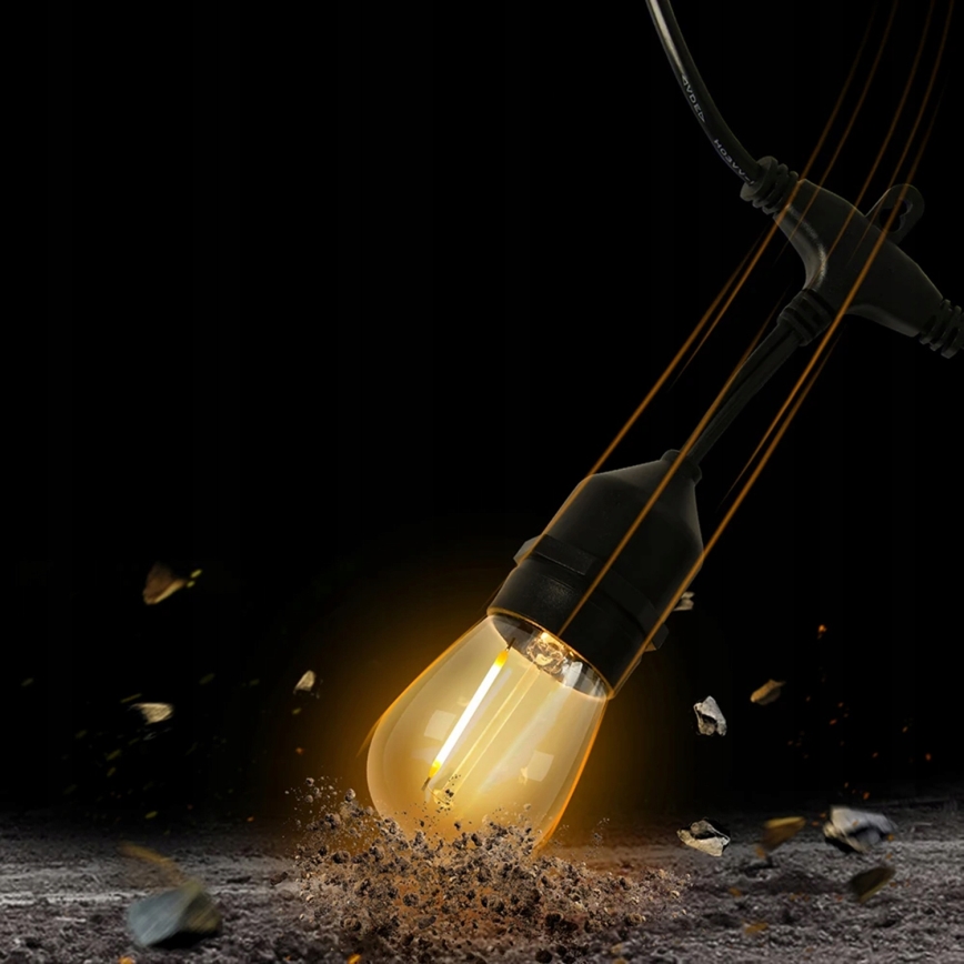 Guirlande lumineuse décorative LED d'extérieur 15xE27/1W/230V 15,94 m IP44 noire