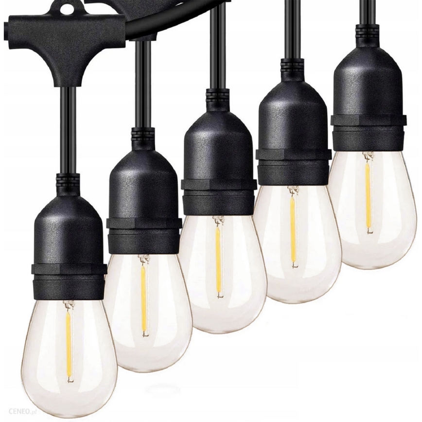 Guirlande lumineuse décorative LED d'extérieur 15xE27/1W/230V 15,94 m IP44 noire