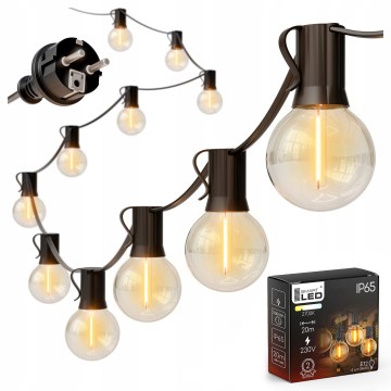 Guirlande lumineuse décorative LED pour extérieur 20xE12/1W/230V 20 m IP65 noire