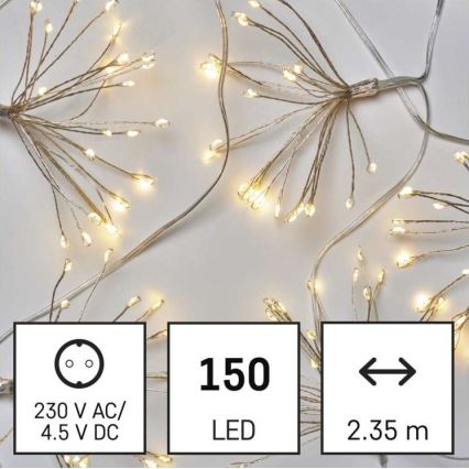 Guirlande lumineuse LED 150 LED / 5,35 m, blanc chaud