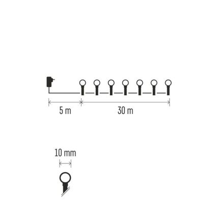 Guirlande lumineuse LED 300 LED / 8 modes / 35 m / IP44 / blanc chaud