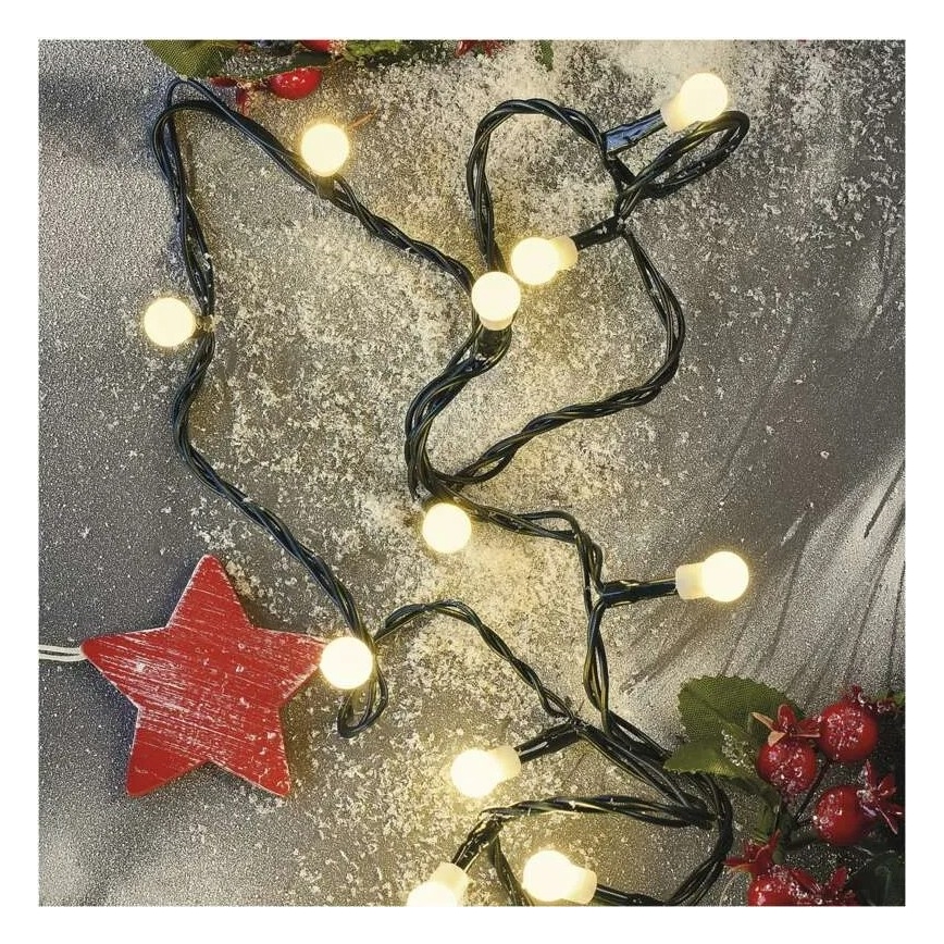 Guirlande lumineuse LED de Noël 200 LED / 8 fonctions, 20 m, IP44, blanc chaud