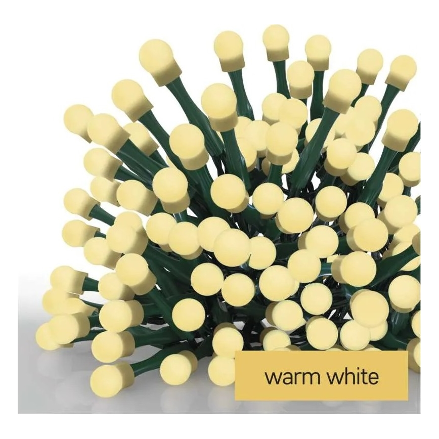 Guirlande lumineuse LED de Noël 200 LED / 8 fonctions, 20 m, IP44, blanc chaud