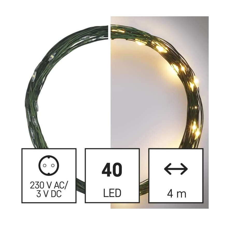 Guirlande lumineuse LED de Noël d'extérieur 40 LED/9 m IP44 blanc chaud
